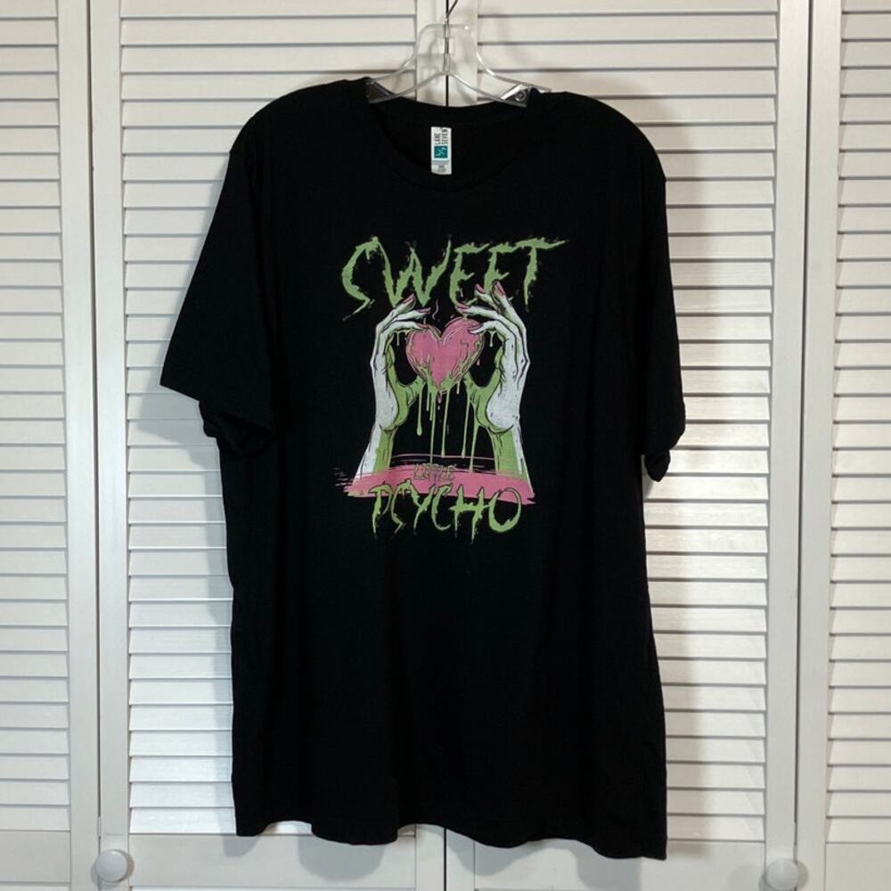 Lane Seven Black Sweet Psycho Graphic Cotton T-shirt Unisex 2XL